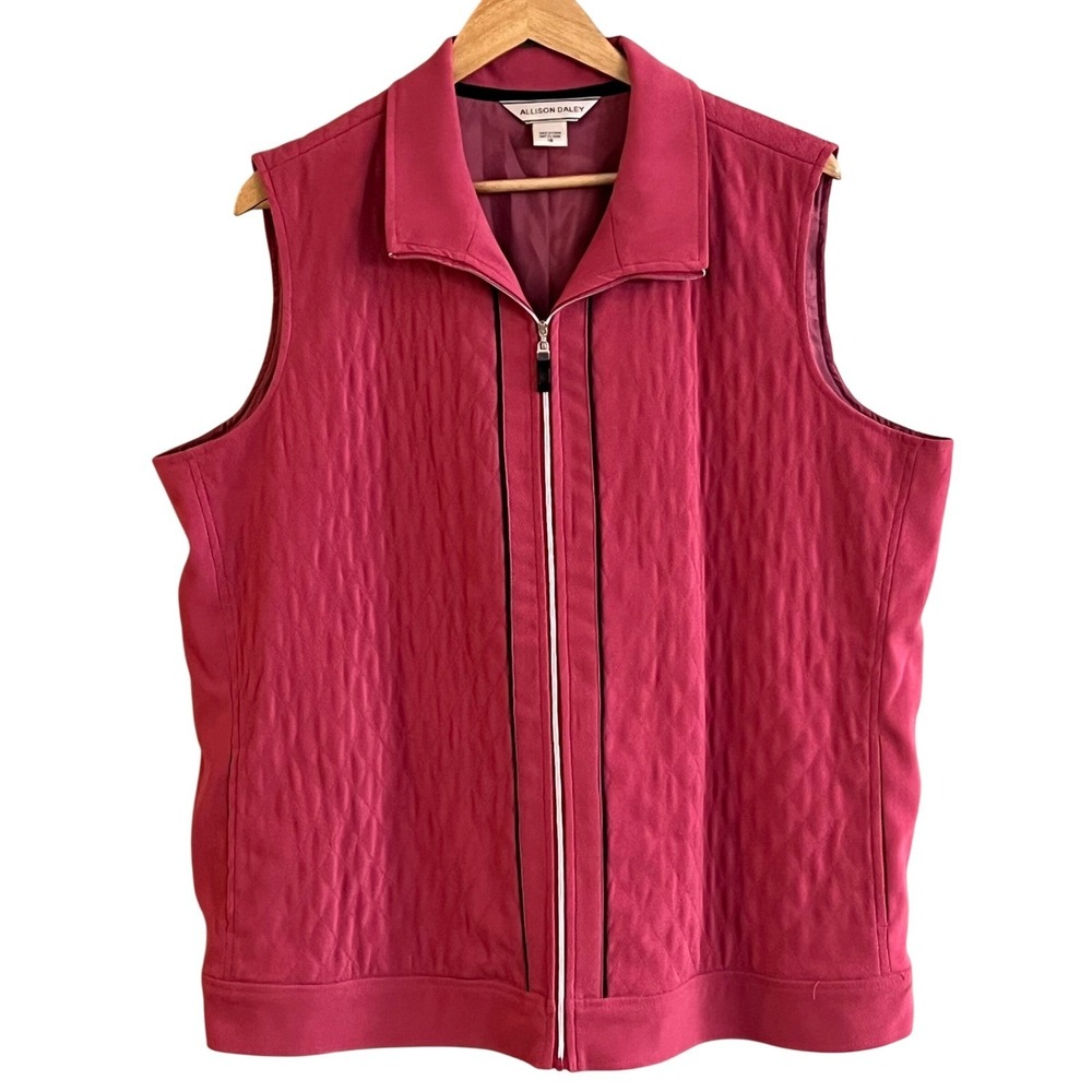 Allison Daley Woman's‎ Rose Pink Light Corduroy Quilted Full Zip Vest Size 18